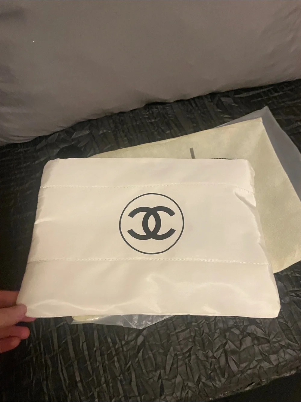 GWP White and Black Logo Zip Pouch